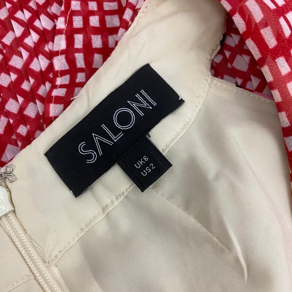 SALONI Floral Mix Print Silk Ruffle Dress - Picture 7 of 7